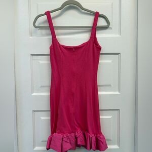 Pink Sleeveless Dress with Ruffle Hem
